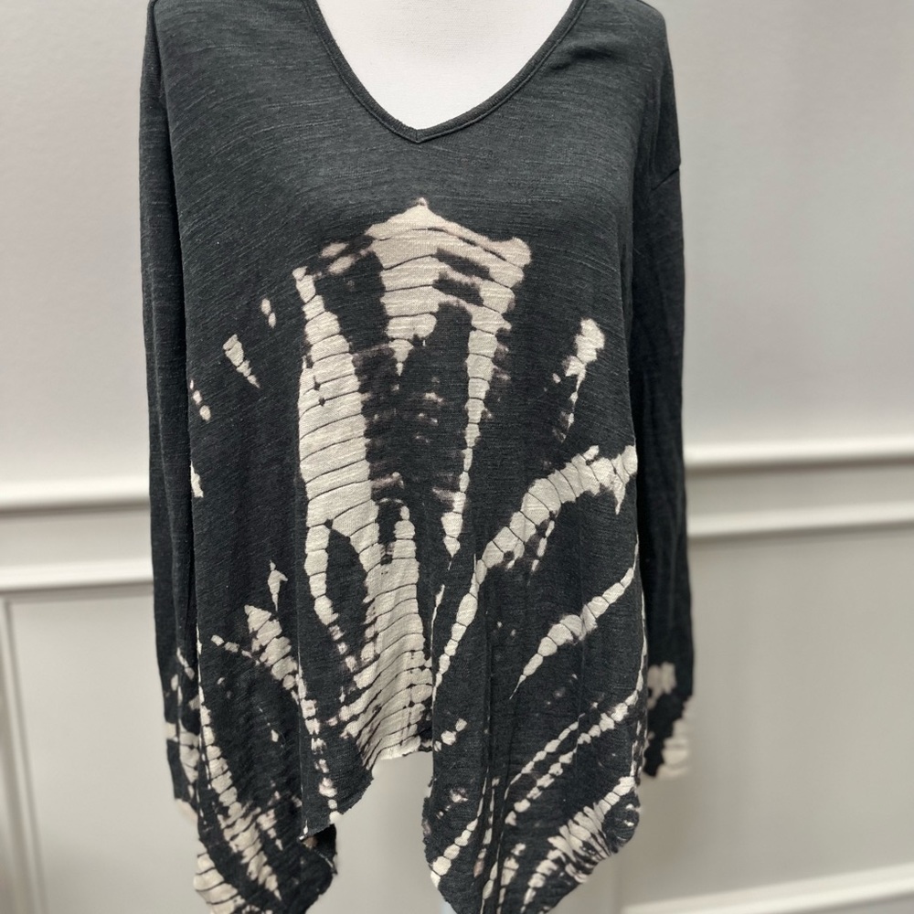 Young Broke & Fabulous Gray  Long Sleeve Tie Dye SweaterTop (b2)